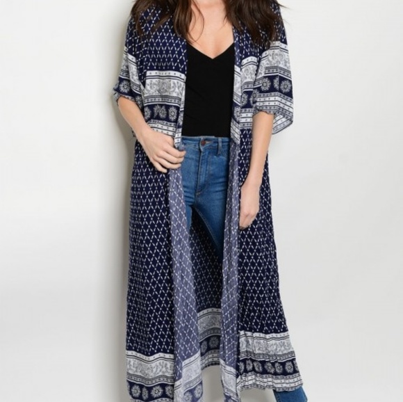 Dresses & Skirts - Last ☝️Long Navy / White Kimono